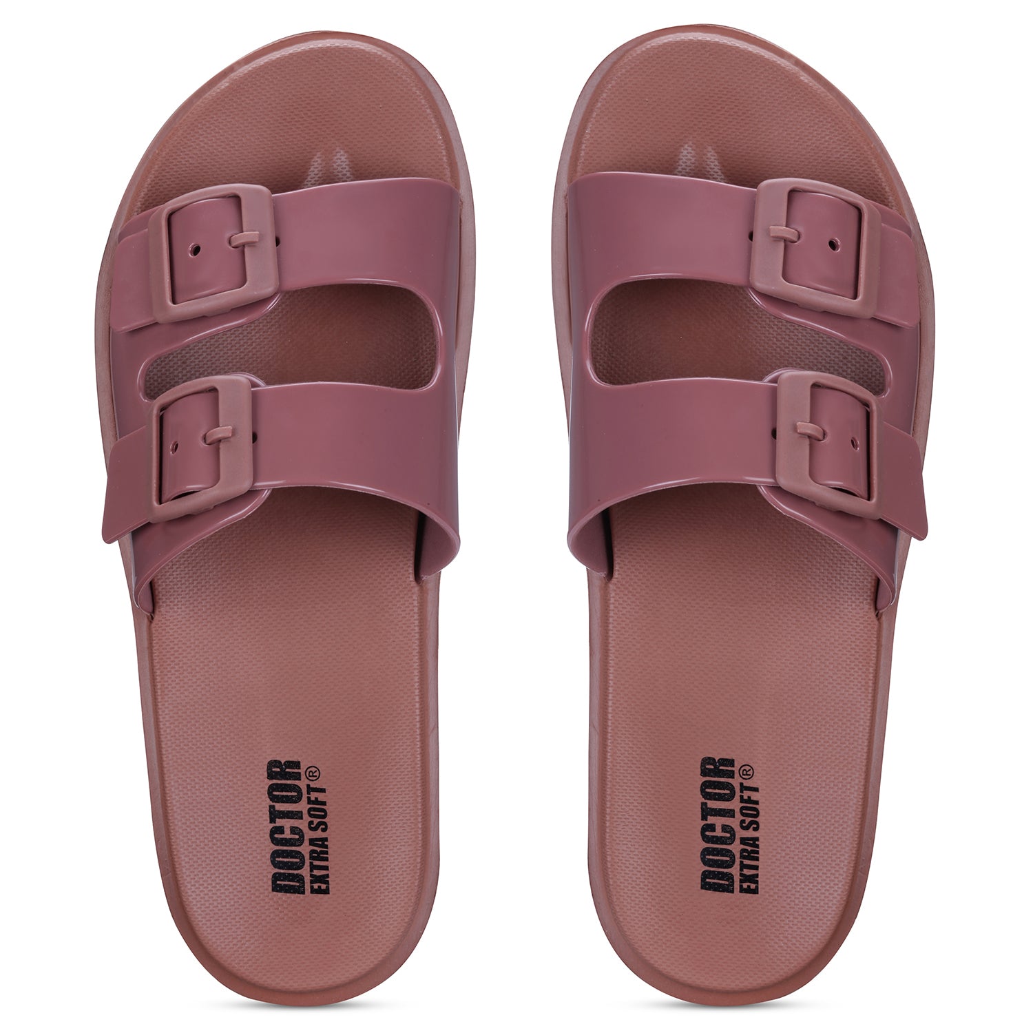 DOCTOR EXTRA SOFT D-523 Women's Classic Cushion Sliders/Slippers with Adjustable Buckle Strap for Adult | Comfortable & LightWeight| Stylish & Anti-Skid| Waterproof & Everyday Flip Flops Ladies/Girls