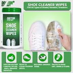 Doctor Extra Soft D-921 Shoe Cleaner Wet Wipes For Shoes/Loafers/Sandals/Slippers/Athletic Shoes/Sneakers/White Shoes/Tennis Shoes/Scrub Off Dirt/Mud/Grass Stains - 50 Wipes (Ready to Use)