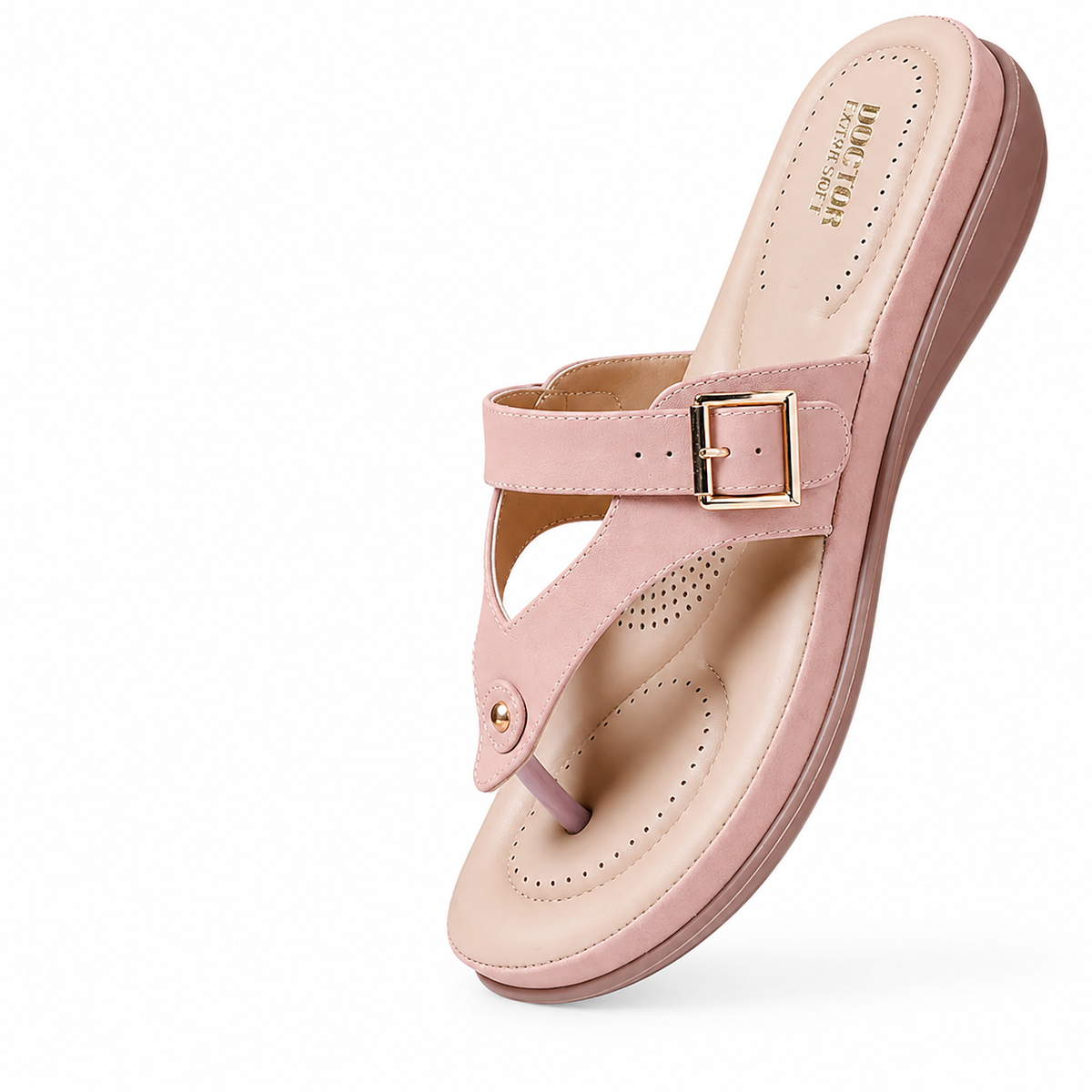 OCTOR EXTRA SOFT Women's Flat Comfortable Memory Foam Slippers/Flip-Flops Fashion Stylish Casual Diabetic Orthopedic Lightweight Synthetic Slip-on Sandals with Adjustable Strap for Girls/LadiesD-623