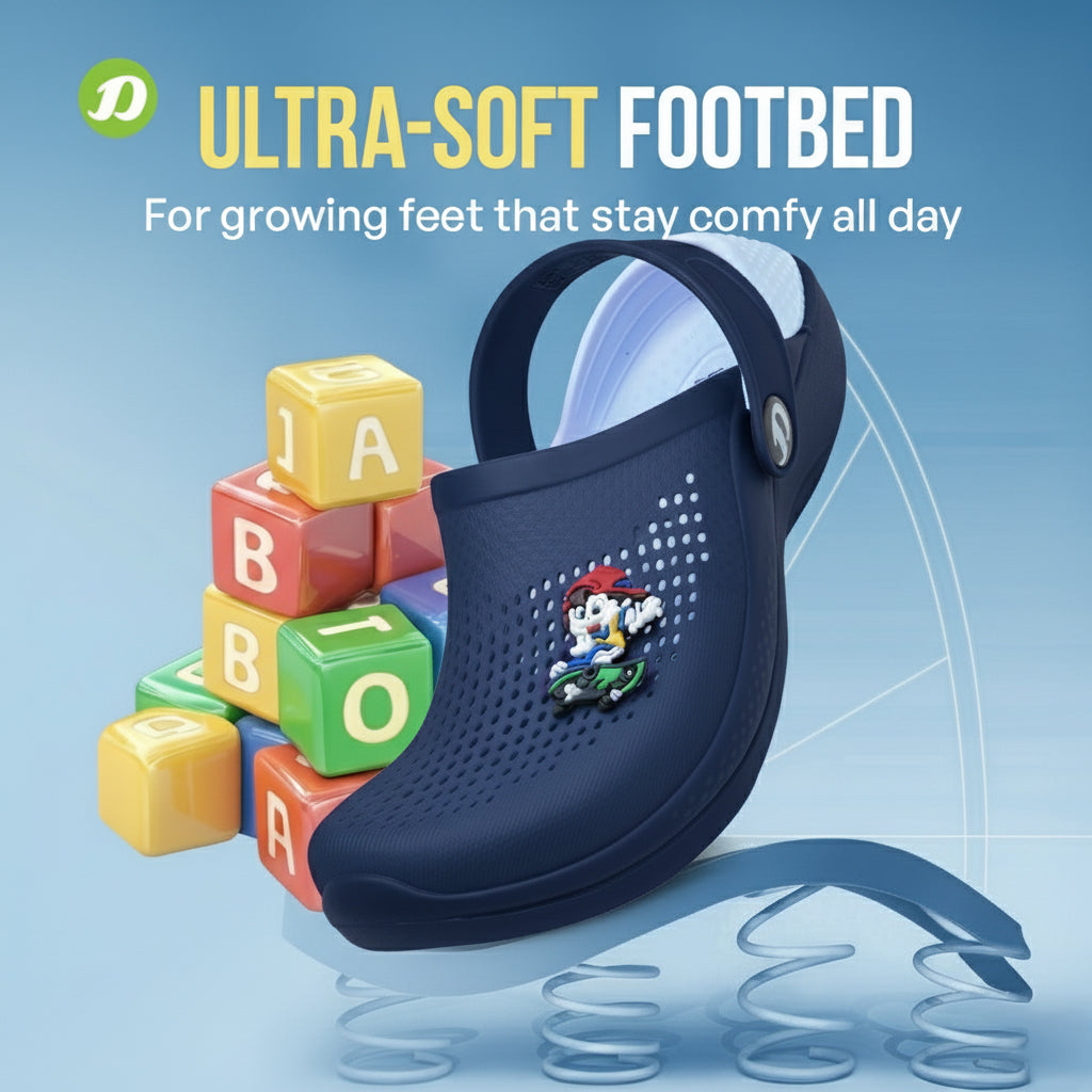 DOCTOR EXTRA SOFT Unisex-Child Kids Classic Rainy Monsoon Clogs/Sandals Soft Comfortable Indoor & Outdoor Slippers Stylish Non-Slip Sports Casual Cool Cartoon Cute House Mules Boys & Girls D-536