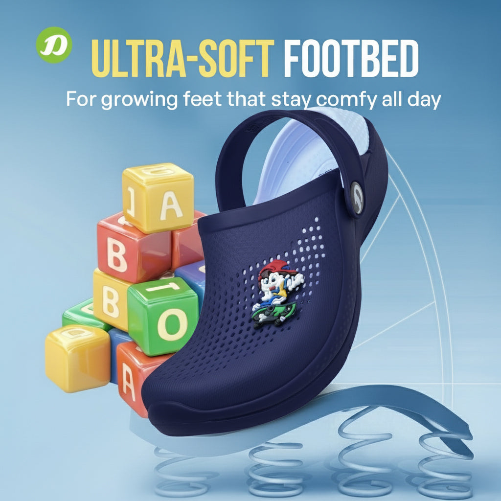 DOCTOR EXTRA SOFT Unisex-Child Kids Classic Rainy Monsoon Clogs/Sandals Soft Comfortable Indoor & Outdoor Slippers Stylish Non-Slip Sports Casual Cool Cartoon Cute House Mules Boys & Girls D-536