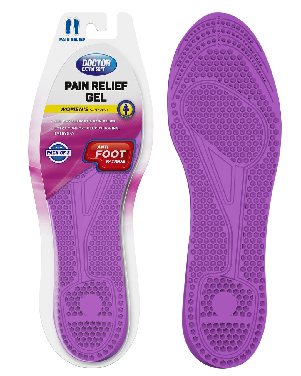 DOCTOR EXTRA SOFT Pain Relief Trimmable Gel Insoles Pack of 2 Pair for Men's Size 7-11| Comfortable & Breathable| Lightweight & Durable| Ideal For Loose Shoes or Replacing Existing Insoles/Inserts