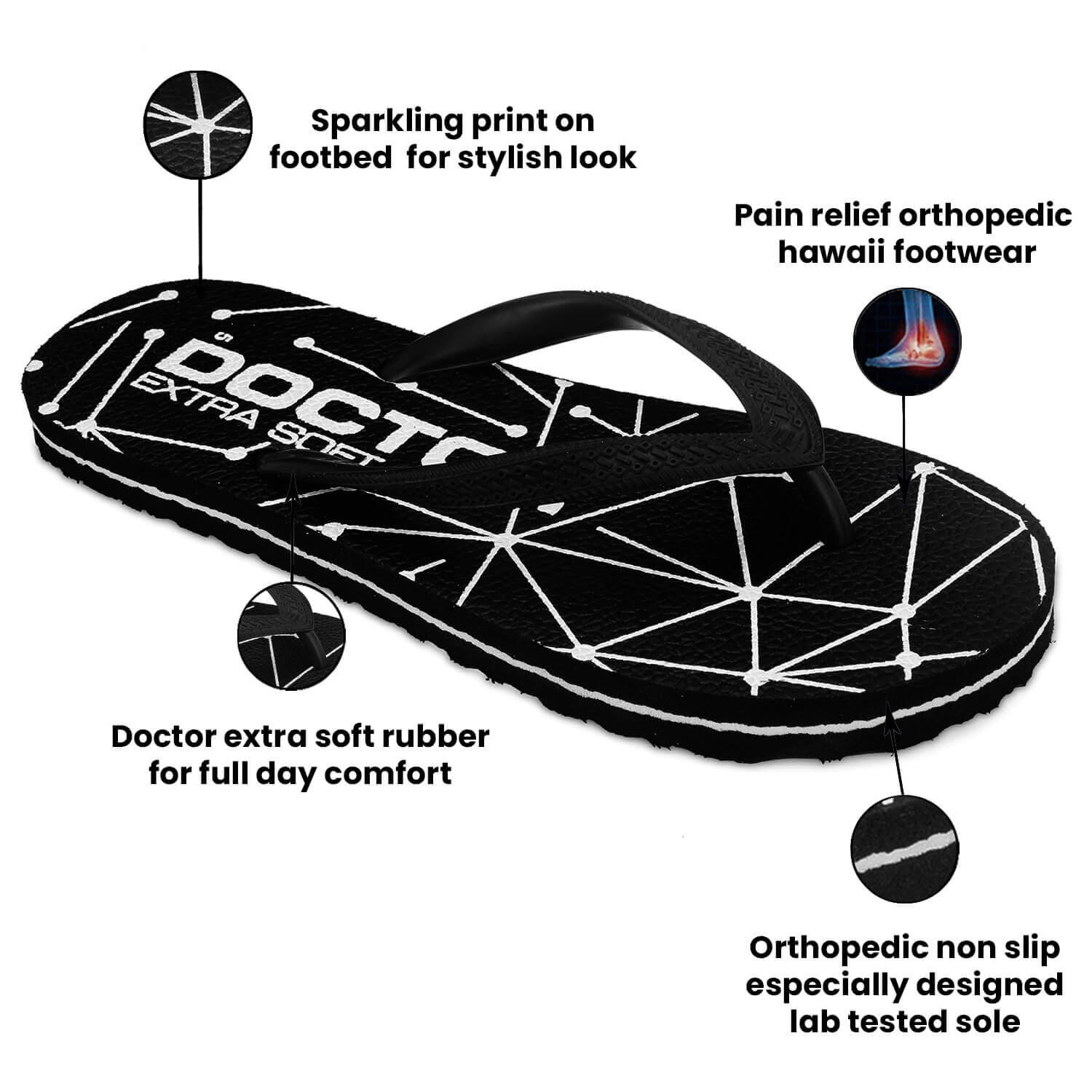 DOCTOR EXTRA SOFT Women's Slippers/Flip-Flops Hawaii OR-D-02 Lightweight & Anti Skid