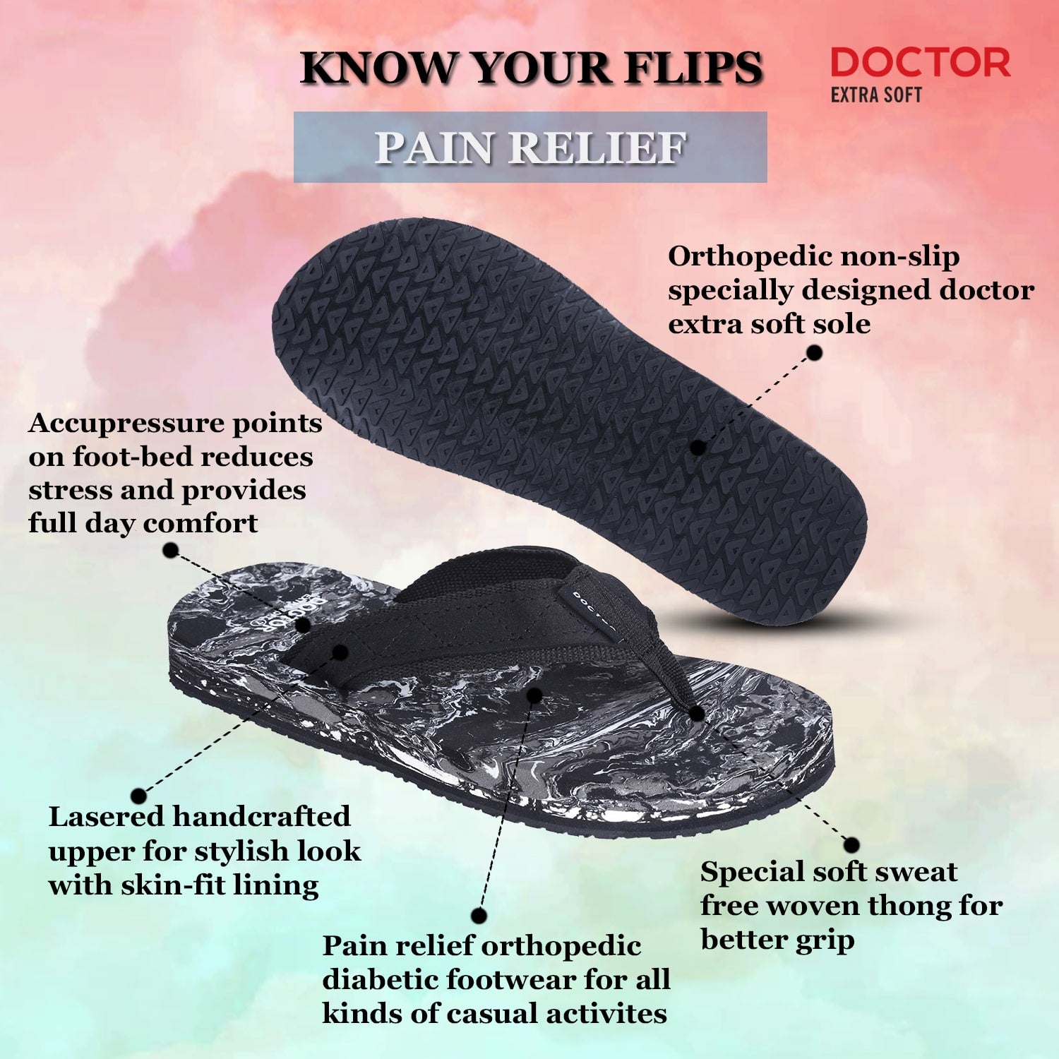 Doctor Extra Soft D 29 Men s Wood Anti Skid Flip flop Rubber Slippers