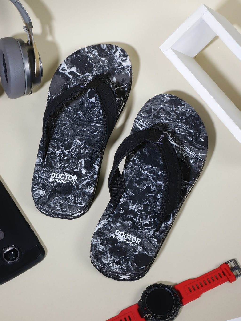 Doctor Extra Soft D-29 Men's Wood Anti Skid Flip flop/ Rubber Slippers, Colorful & Attractive House Sliders