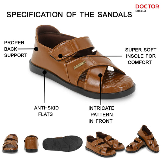 Doctor Extra Soft L-12, Orthopedic Dr Sole Footwear, Velcro Adjusted Straps Casual Wear Stylish Chappal/Sandals for Men's-Gents-Boy's