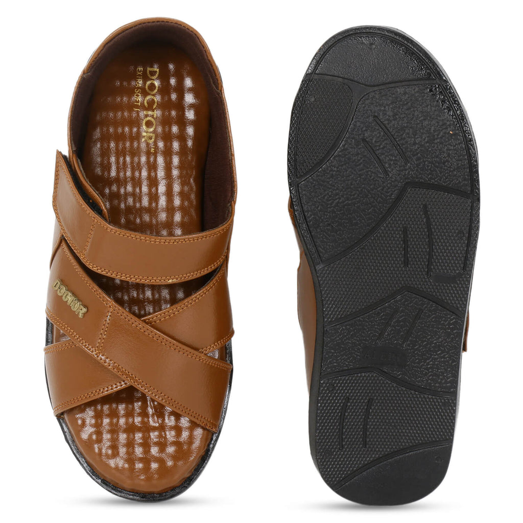 Doctor Extra Soft L-12, Orthopedic Dr Sole Footwear, Velcro Adjusted Straps Casual Wear Stylish Chappal/Sandals for Men's-Gents-Boy's