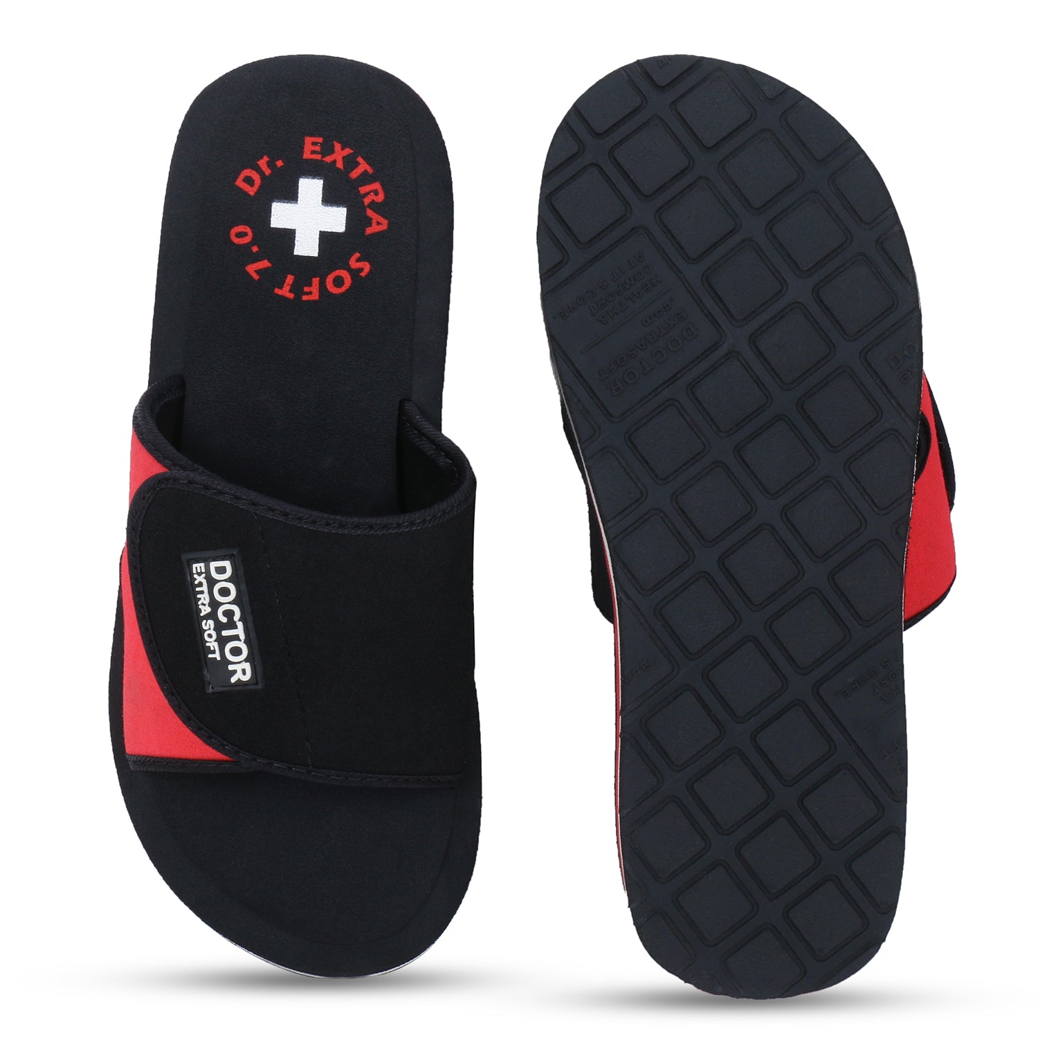 DOCTOR EXTRA SOFT D-51 Men's Velcro Adjustable Straps Super Comfort Dr Sliders Flipflops and House Slippers for Gent's & Boy's