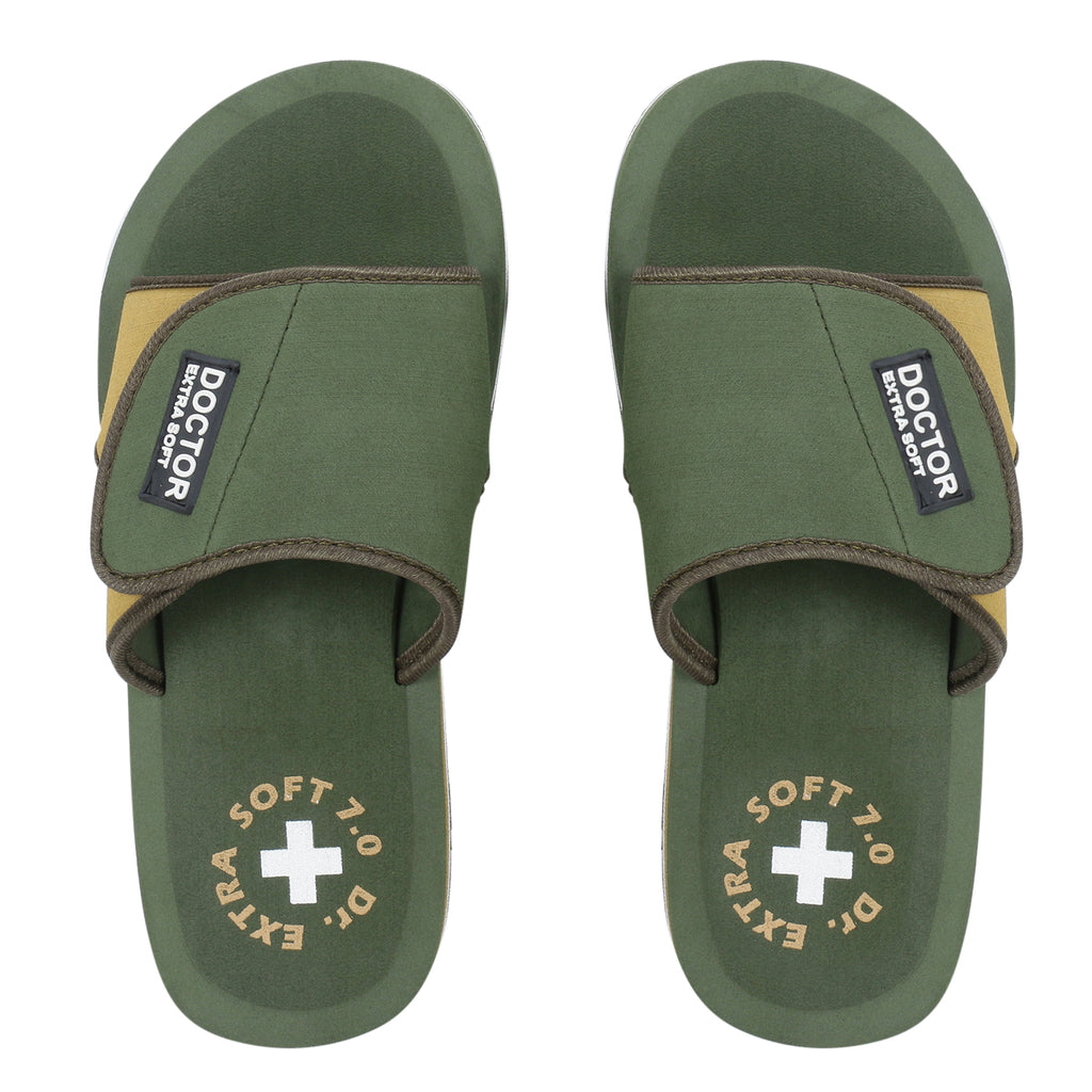 DOCTOR EXTRA SOFT D-51 Men's Velcro Adjustable Straps Super Comfort Dr Sliders Flipflops and House Slippers for Gent's & Boy's