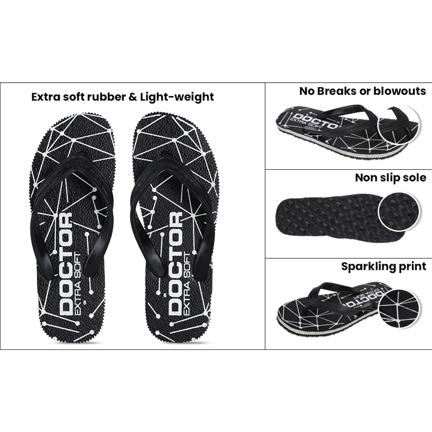 DOCTOR EXTRA SOFT D-01 Men's Hawaii Slipper Orthopaedic and Diabetic Comfort Ortho Care, Bathroom Rubber Flip-Flops & House Slipper for Gent’s & Boy’s