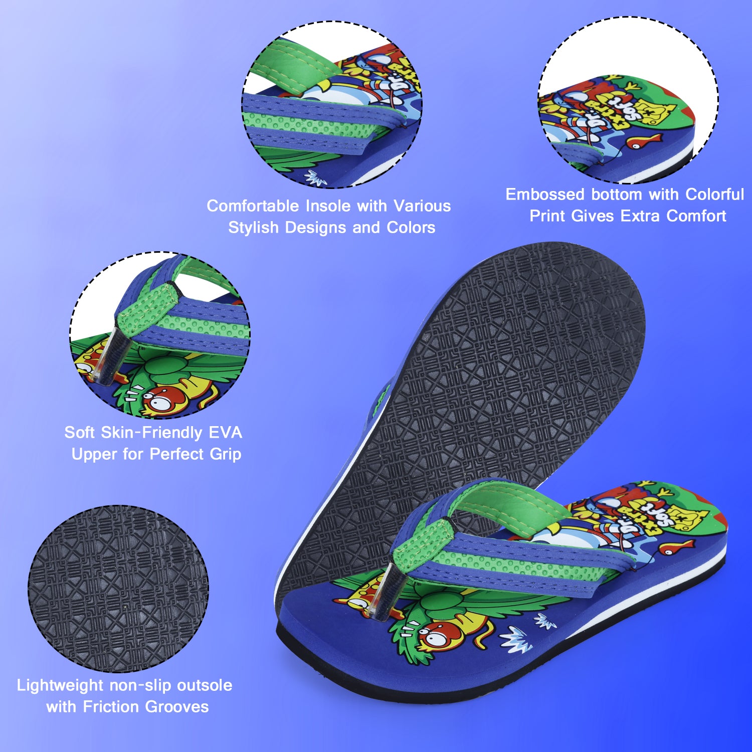 DOCTOR EXTRA SOFT Unisex-Child Kids Flip-Flop (Jungle Print) Soft Comfortable Indoor & Outdoor Slippers Stylish Non-Slip Slide Home Casual Cool Cartoon Cute House Chappals For Boys & Girls