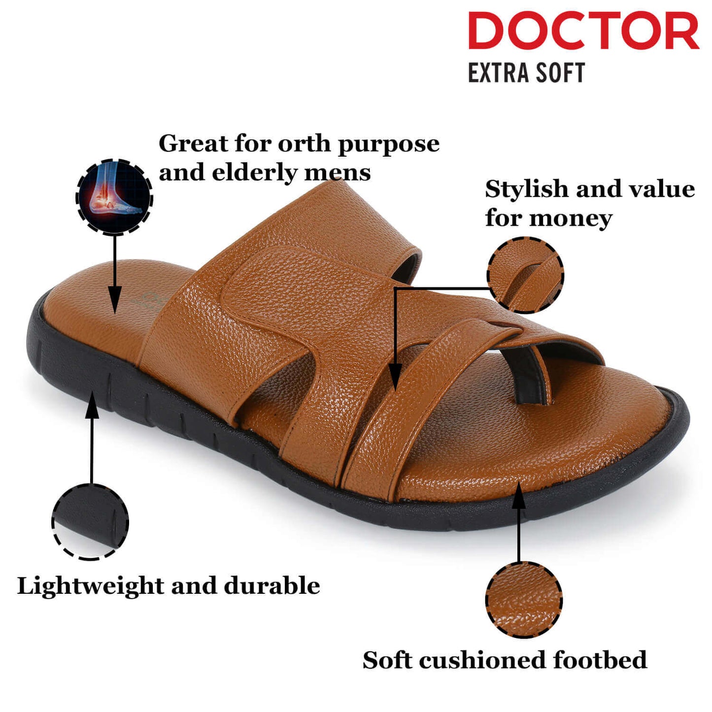 Doctor Extra Soft A-3, Diabetic Ortho Comfortable Cushioned Sandals  Daily Use Casual Wear Stylish Chappals for Men's-Gents-Boy's