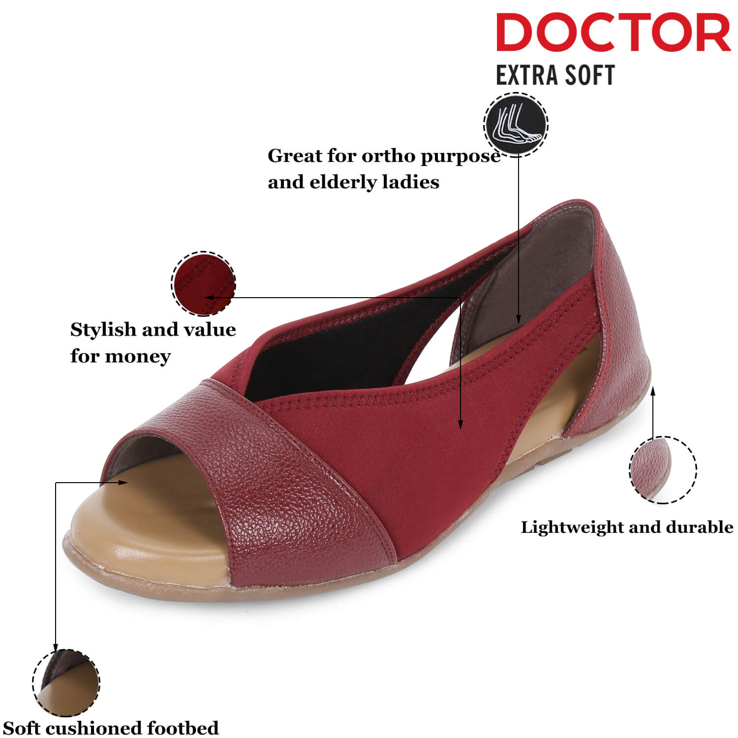 DOCTOR EXTRA SOFT Women's Sandals ART-2122, Where Fashion Meets Comfort, Soft Insole, Back Support, Anti-Skid