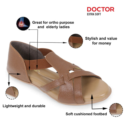 DOCTOR EXTRA SOFT Women's Sandals ART-537 Cushioned Foot Bed For Foot Pain, Ankle Pain & Heel Pain