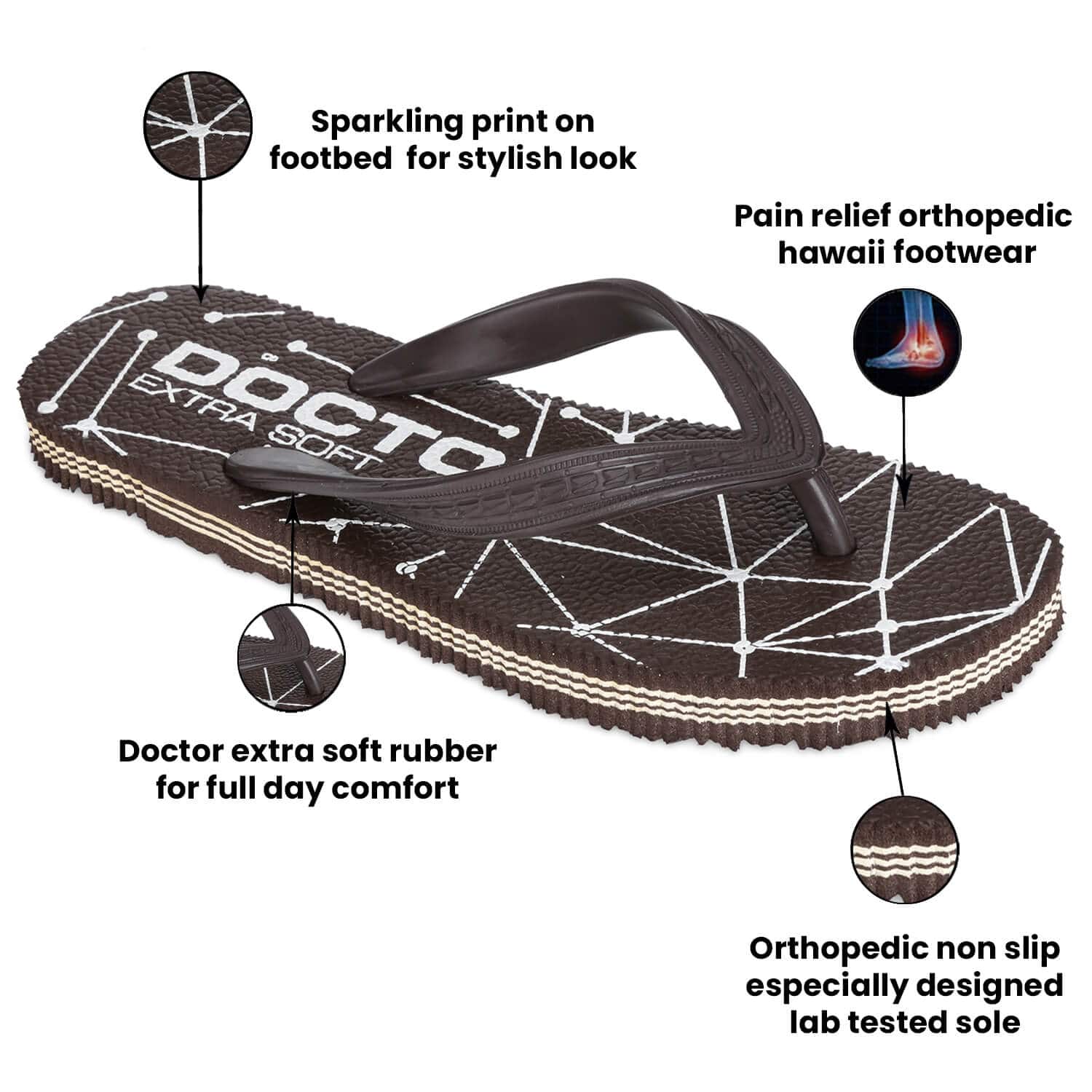 DOCTOR EXTRA SOFT D-01 Men's Hawaii Slipper Orthopaedic and Diabetic Comfort Ortho Care, Bathroom Rubber Flip-Flops & House Slipper for Gent’s & Boy’s