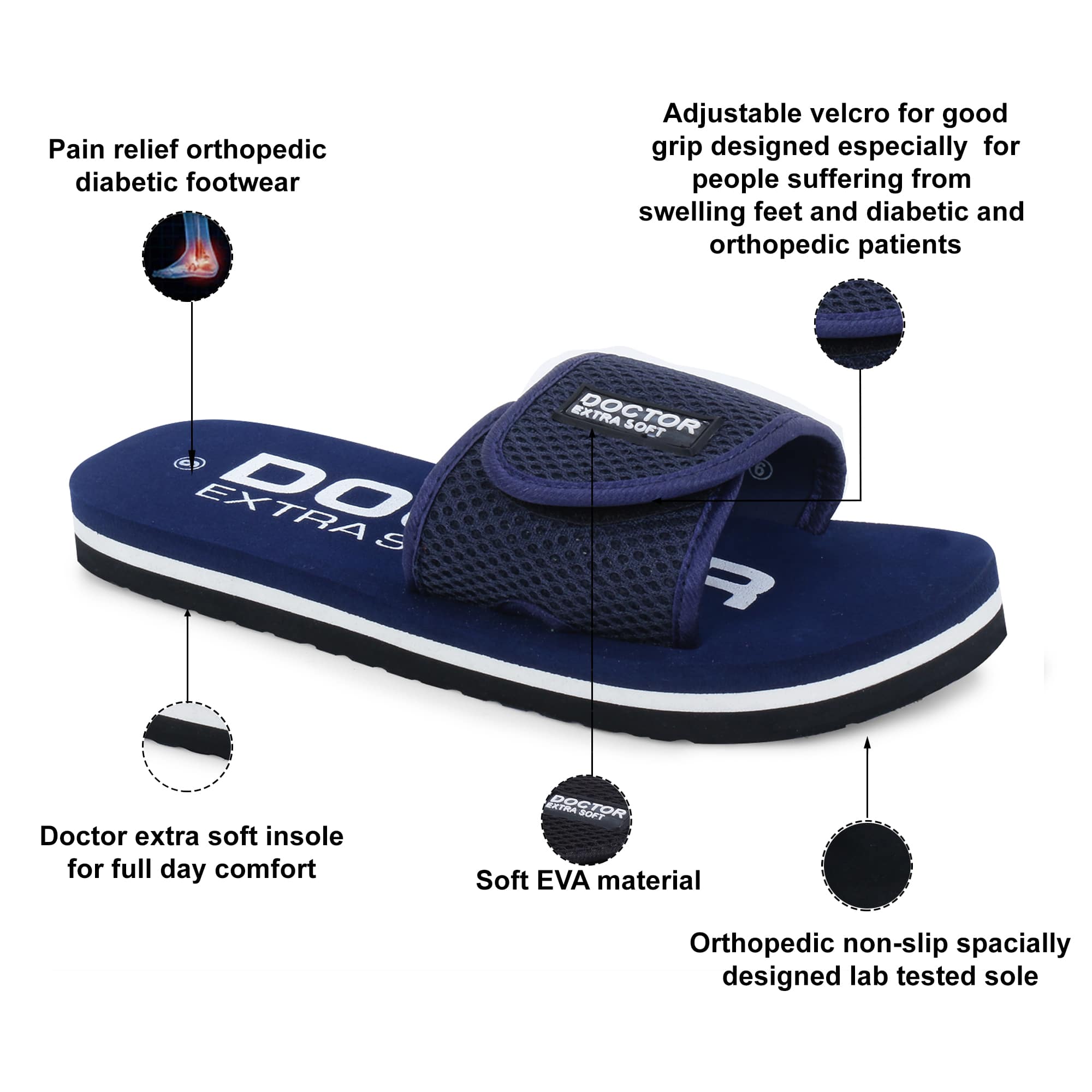 DOCTOR EXTRA SOFT Women's Slippers/Flip-flops D-17 For Ankle & Heel Pain Relief