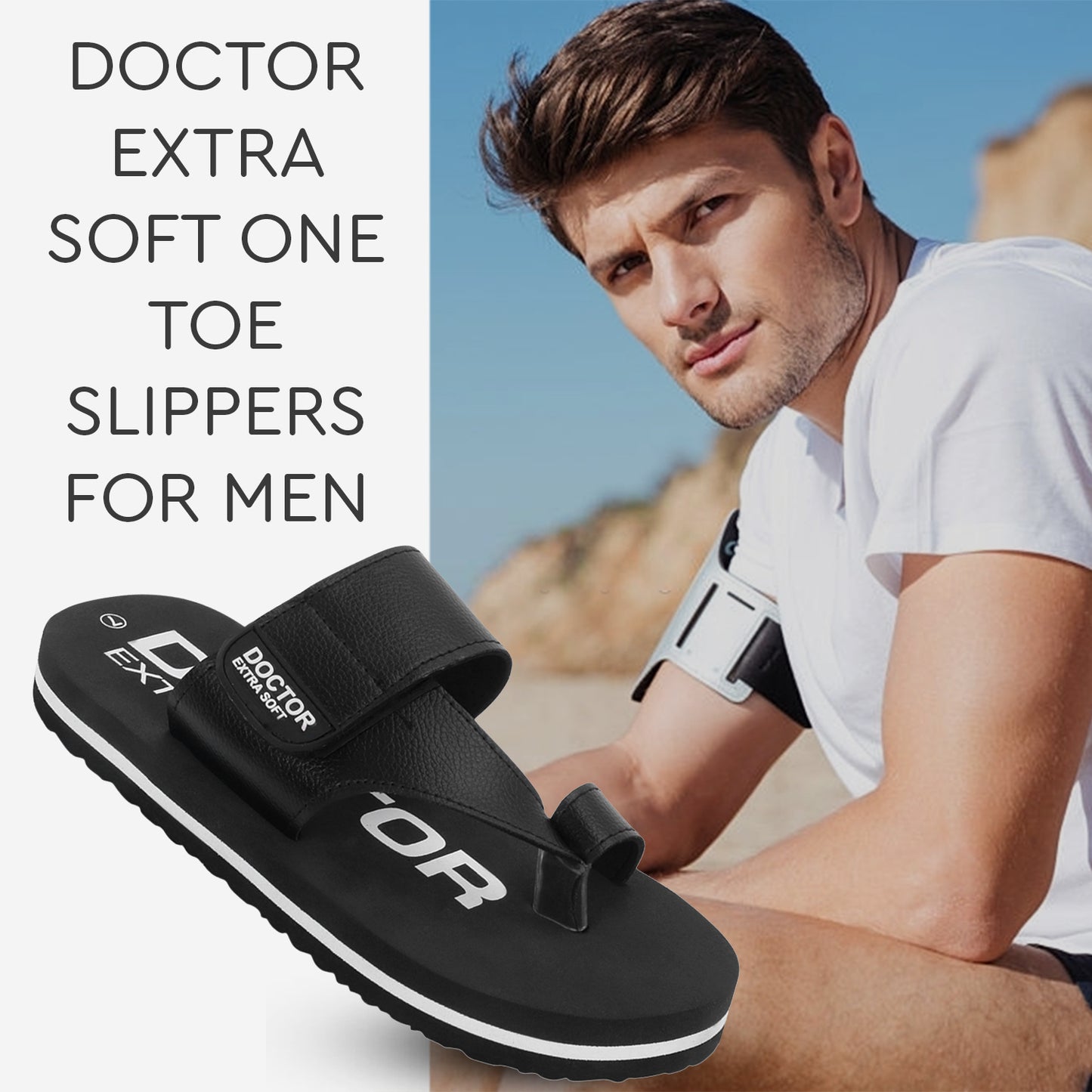 DOCTOR EXTRA SOFT D-26 One Toe Slippers for Men Ortho Care Orthopaedic Diabetic Dr Stylish House Flip-Flop & Thump Ring Slip on for Gents-Boys