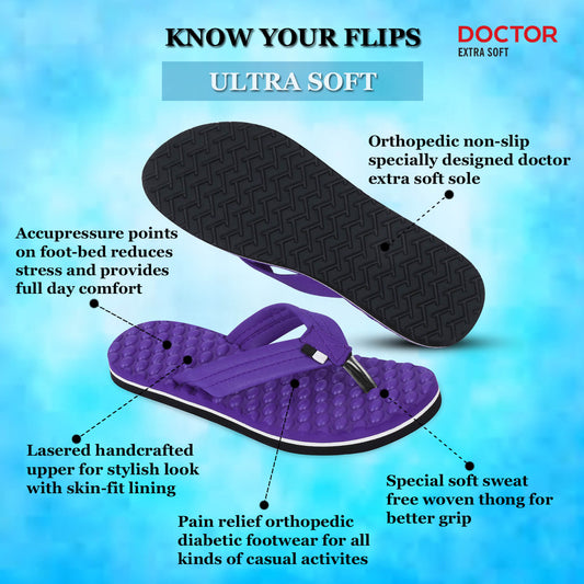 DOCTOR EXTRA SOFT Care Orthopedic Diabetic Comfortable Dr Sole Footwear Daily Use Casual Home Wear Stylish Latest Black Cushioned One Toe Ring Thump