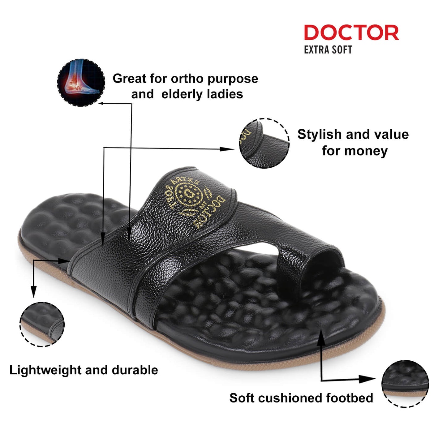 Doctor Extra Soft L-3, Orthopedic Diabetic Comfortable Footwear Daily Use Casual Wear Stylish Chappal/Sandals for Men's-Gents-Boy's