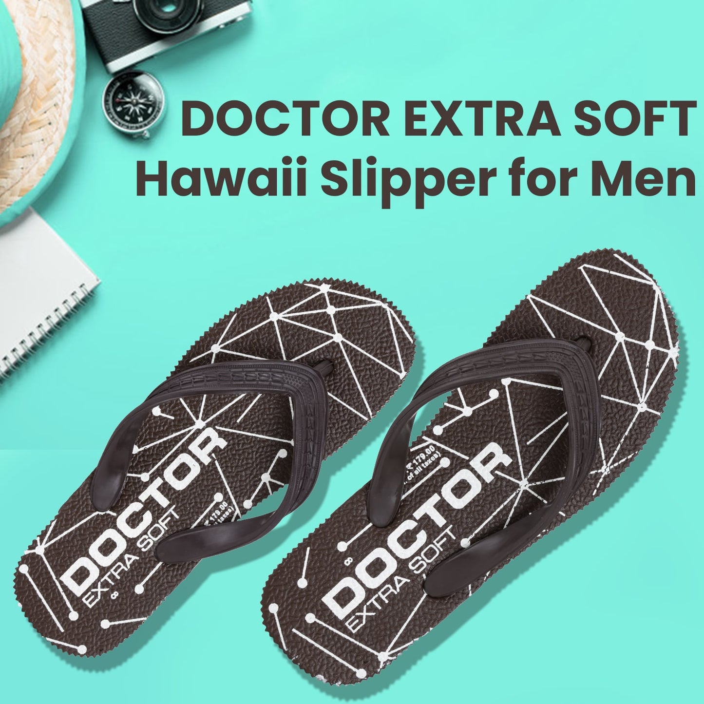 DOCTOR EXTRA SOFT D-01 Men's Hawaii Slipper Orthopaedic and Diabetic Comfort Ortho Care, Bathroom Rubber Flip-Flops & House Slipper for Gent’s & Boy’s