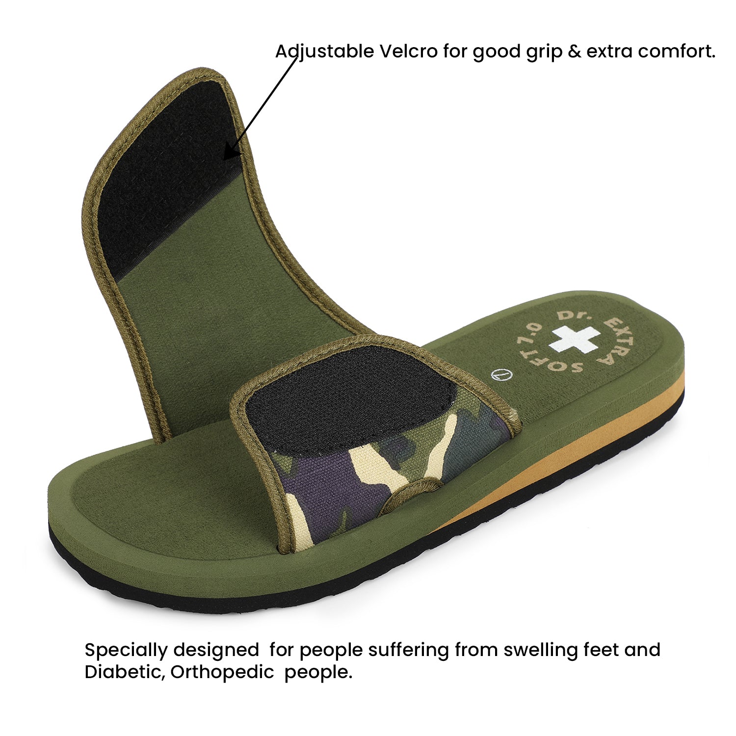 DOCTOR EXTRA SOFT D-53 Camo Ortho Care  Adjustable Strap Super Comfort Dr.Sliders Flipflops & Camouflaged House Slippers for Men’s and Boy’s Slides