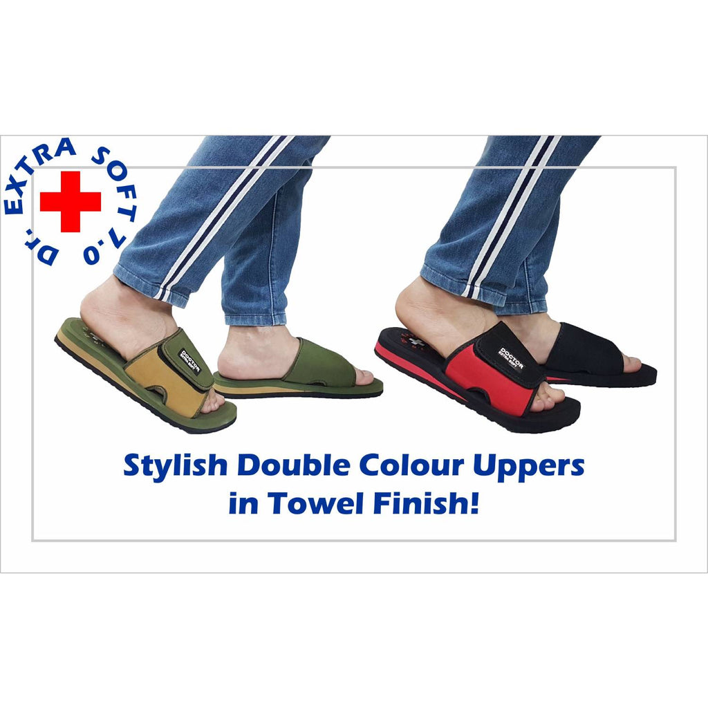 DOCTOR EXTRA SOFT D-51 Men's Velcro Adjustable Straps Super Comfort Dr Sliders Flipflops and House Slippers for Gent's & Boy's