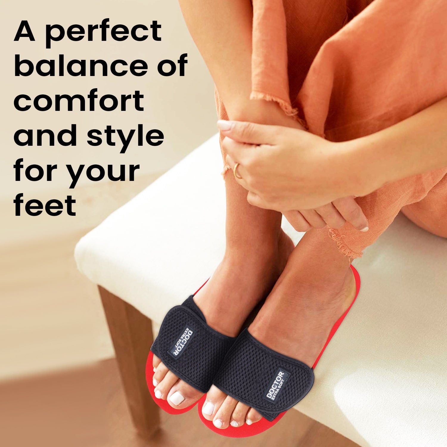 DOCTOR EXTRA SOFT Women's Slippers/Flip-flops D-17 For Ankle Heel Pain Relief