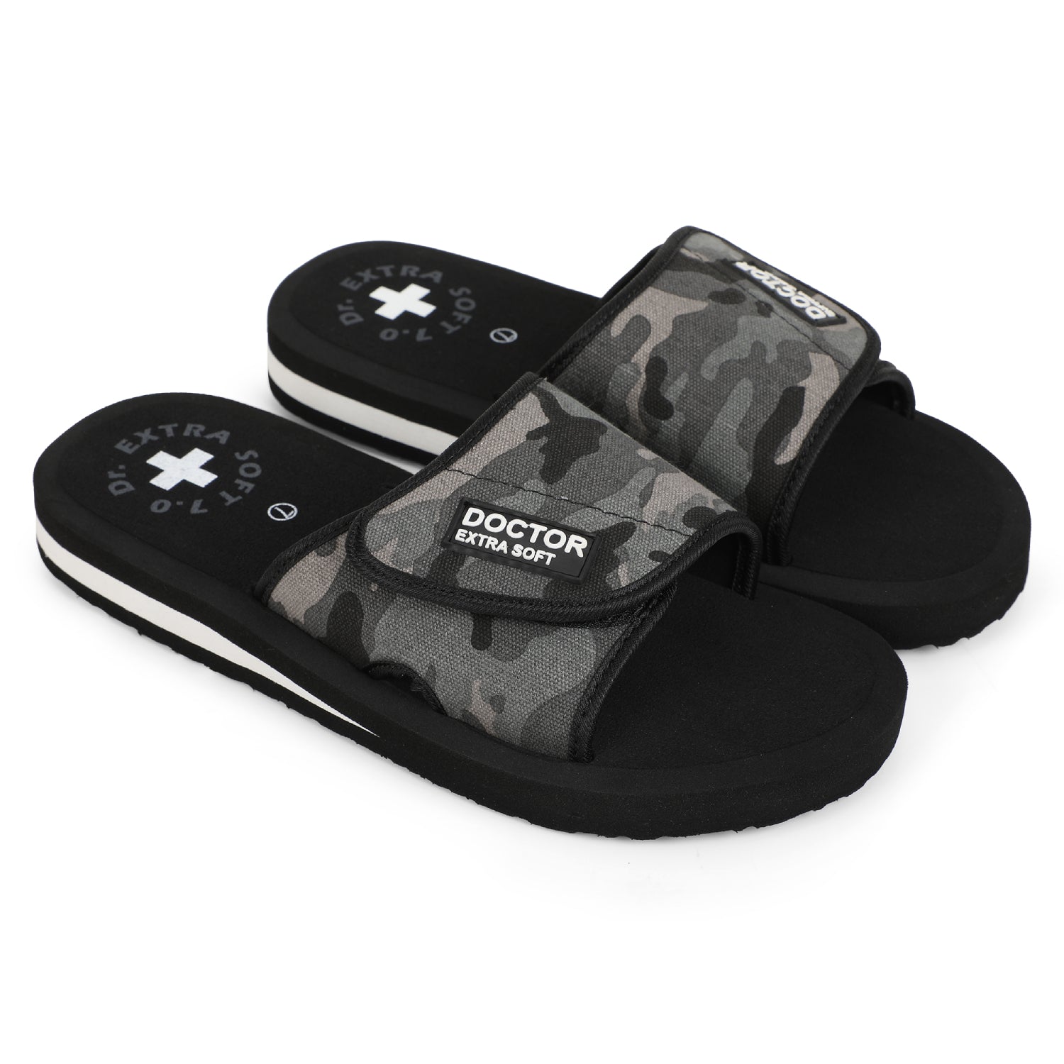 DOCTOR EXTRA SOFT D-53 Camo Ortho Care  Adjustable Strap Super Comfort Dr.Sliders Flipflops & Camouflaged House Slippers for Men’s and Boy’s Slides