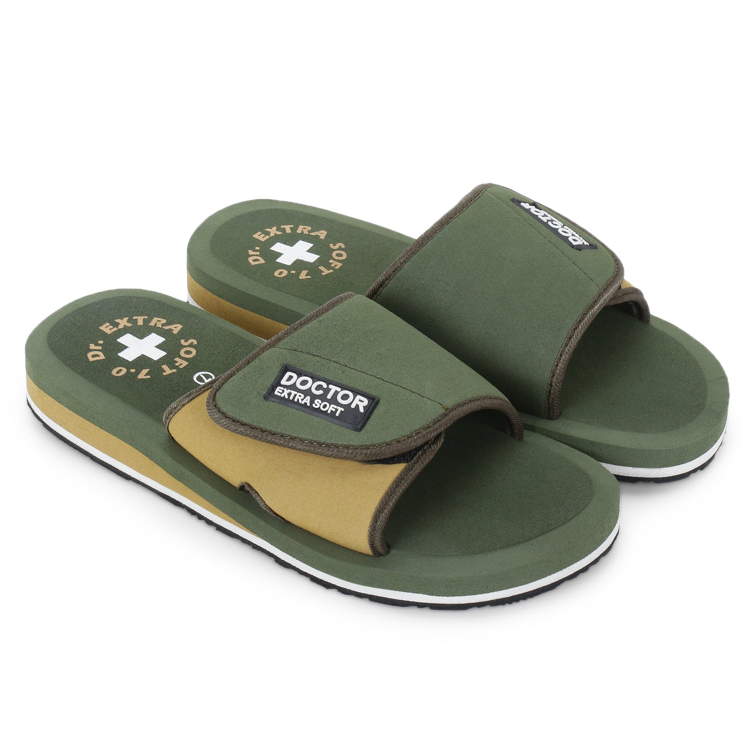 DOCTOR EXTRA SOFT D-51 Men's Velcro Adjustable Straps Super Comfort Dr Sliders Flipflops and House Slippers for Gent's & Boy's