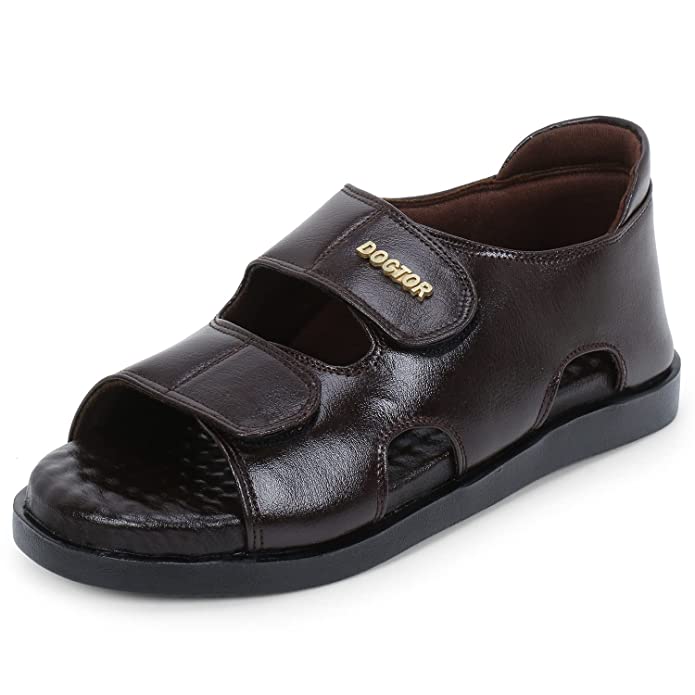Doctor Extra Soft L-10 Diabetic Comfortable Dr Sole Footwear Latest Black Cushioned Adjustable Strap Sandals for Men's-Gents-Boy's