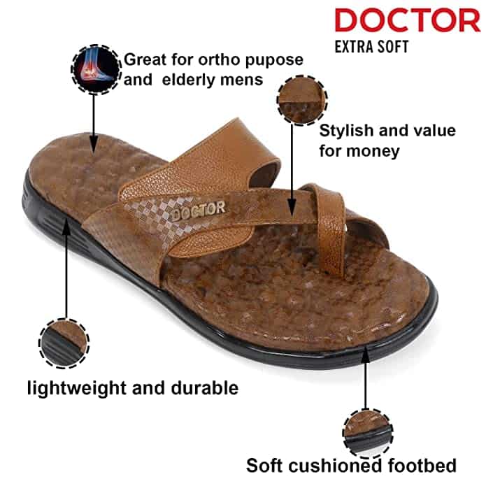 Doctor Extra Soft L-2 Cushioned One Toe Ring Thump Cross Strap Chappal-Sandals-Slippers for Men's-Gents-Boy's
