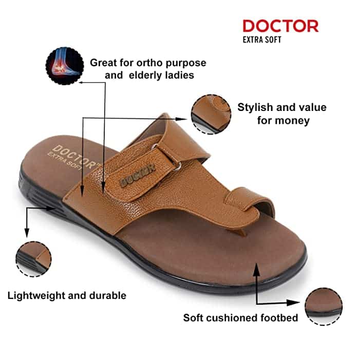 Doctor Extra Soft L-1 Ortho Care Cushioned Velcro Adjustable Strap Chappal-Sandals-Slippers for Men's-Gents-Boy's