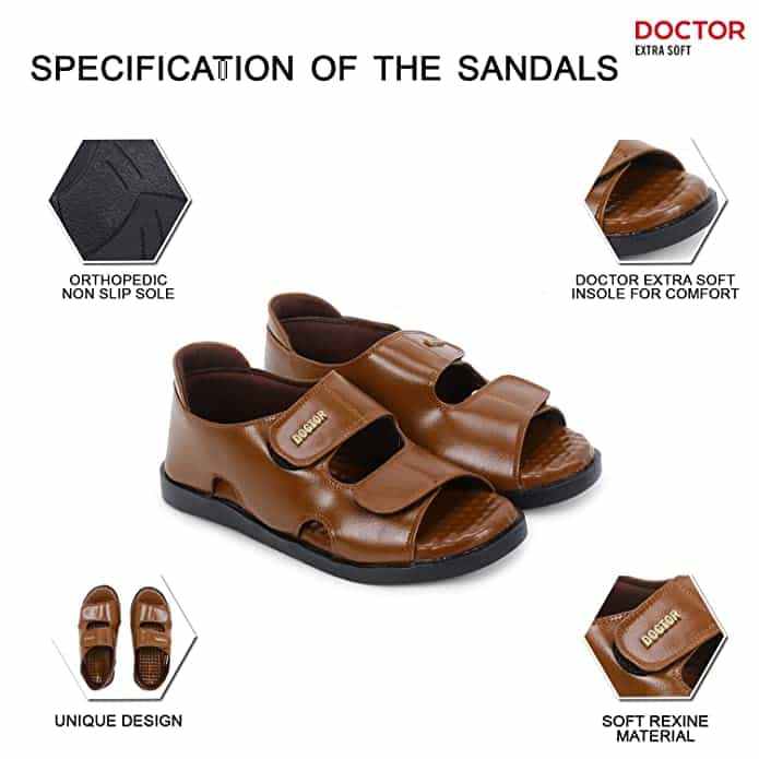 Doctor Extra Soft L-10 Diabetic Comfortable Dr Sole Footwear Latest Black Cushioned Adjustable Strap Sandals for Men's-Gents-Boy's