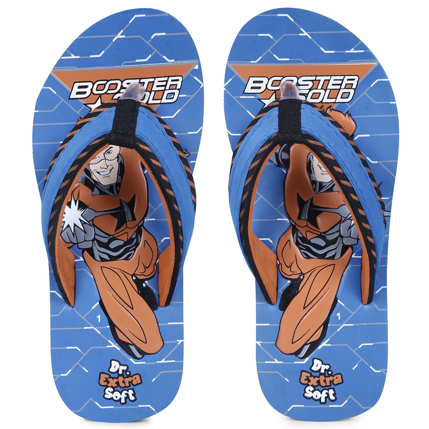DOCTOR EXTRA SOFT Unisex-Child Kids Flip-Flop (Booster Gold Print) Soft Comfortable Indoor & Outdoor Slippers Stylish Non-Slip Slide Home Casual Cool Cartoon Cute House Chappals For Boys & Girls