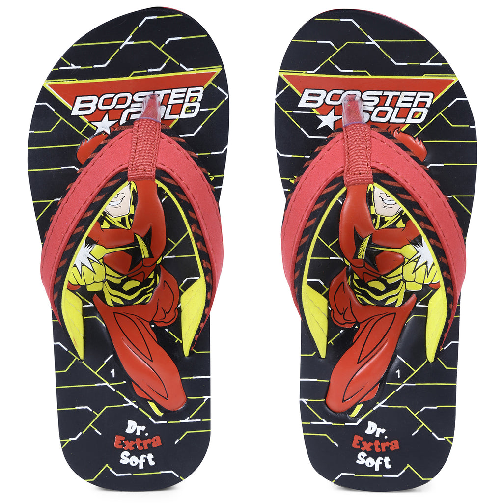 DOCTOR EXTRA SOFT Unisex-Child Kids Flip-Flop (Booster Gold Print) Soft Comfortable Indoor & Outdoor Slippers Stylish Non-Slip Slide Home Casual Cool Cartoon Cute House Chappals For Boys & Girls