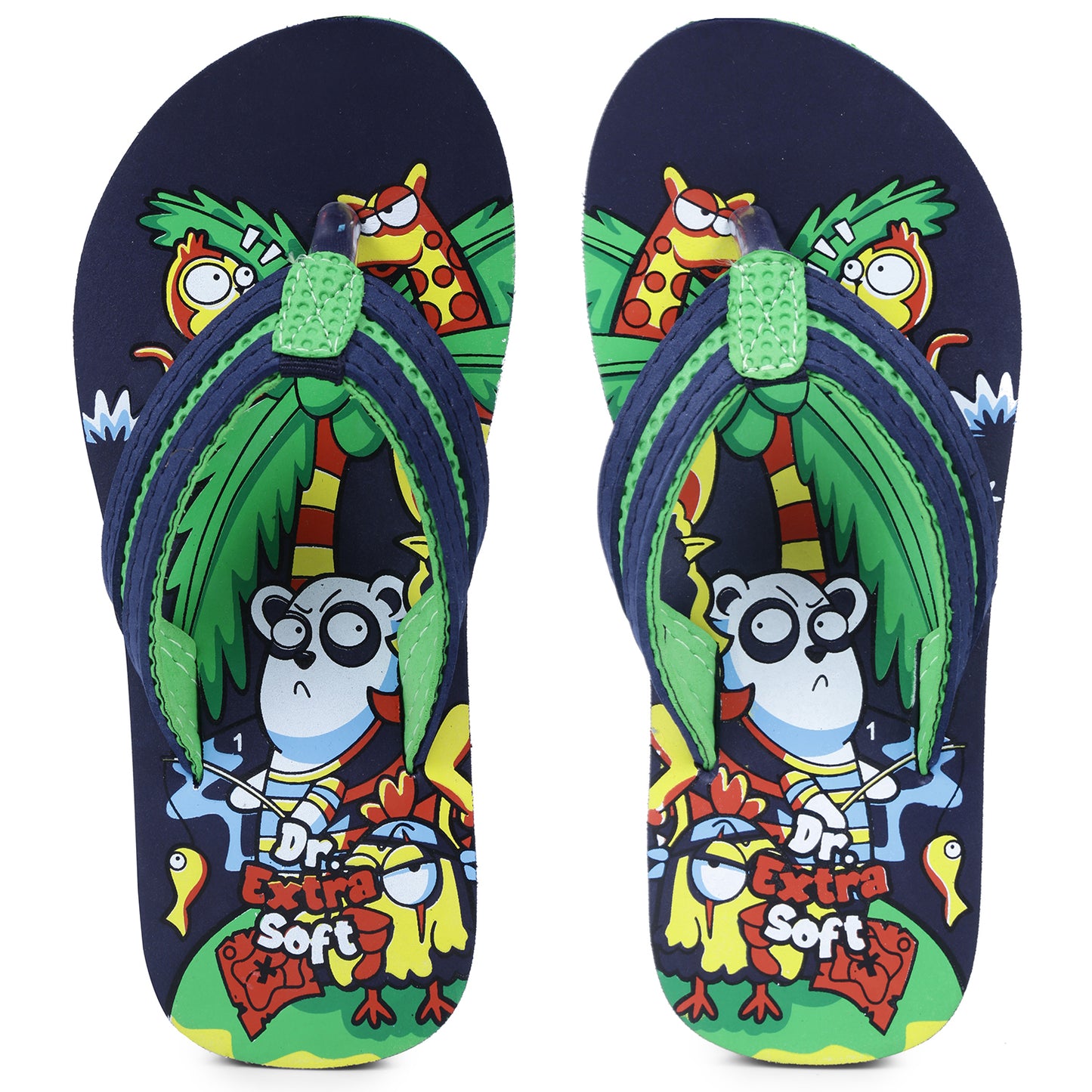 DOCTOR EXTRA SOFT Unisex-Child Kids Flip-Flop (Jungle Print) Soft Comfortable Indoor & Outdoor Slippers Stylish Non-Slip Slide Home Casual Cool Cartoon Cute House Chappals For Boys & Girls